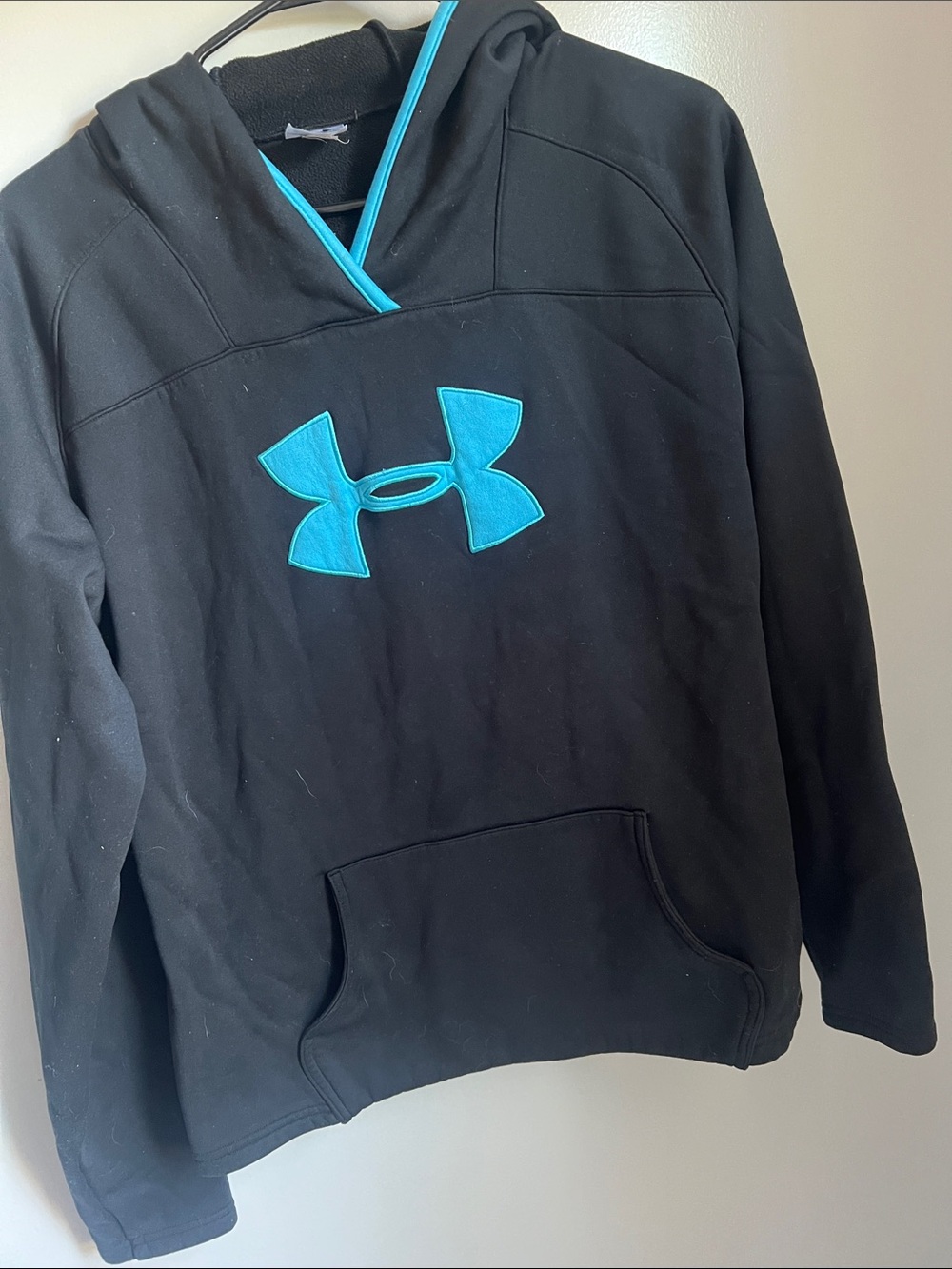 Under Armour Black Hoodie with Teal Logo Trim